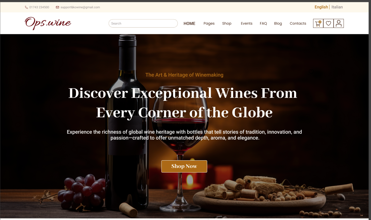 Ops Wine - A Full Wine Ecommerce website and Event management platform
